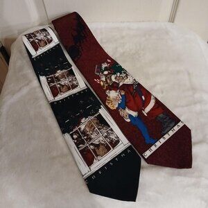 2 VTG 90s Santa Christmas The Saturday Evening Post Norman Rockwell Neck Ties